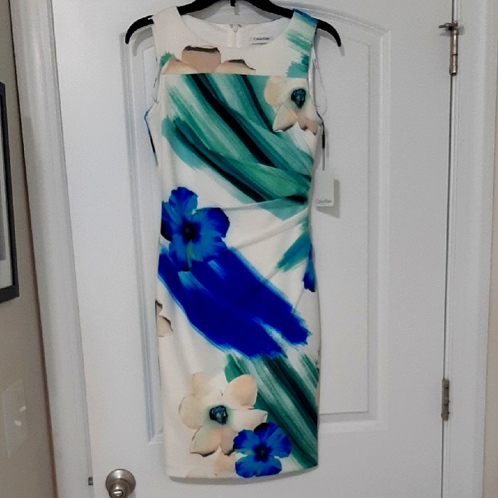 Calvin Klein Floral Sheath Dress NWT Size 2